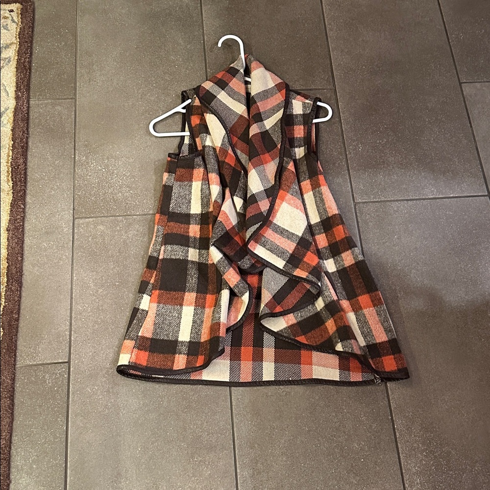 Altar'd State Plaid Cardigan in Orange and Brown S